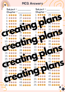 This MCQ answer sheet contains 50 questions twice. You can use one for 2 subjects/ chapters!