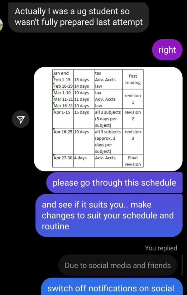 Get a Customized Study schedule (1 hour call) - Creating Plans